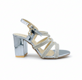 Sandalique HH10044 Silver Crystal Strap Block Heels