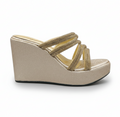 Sandalique HH10046 Gold Crystal Strap Wedge Heels