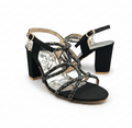 Sandalique HH1004 Black1 Luxe Strappy Block  Heels