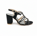 Sandalique HH1004 Black2 Luxe Strappy Block  Heels