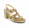 Sandalique HH1004 Gold Luxe Strappy Block  Heels
