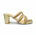 Sandalique HH10051 Gold Crystal Cross Strap Heels