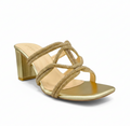 Sandalique HH10051 Gold Crystal Cross Strap Heels