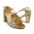 Sandalique HH10052 Gold Butterfly Embellished Heels