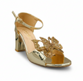 Sandalique HH10052 Gold Butterfly Embellished Heels