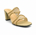 Sandalique HH10054 Gold Crystal Mesh Block Heel Mules
