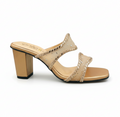 Sandalique HH10054 Rose Gold Crystal Mesh Block Heel Mules