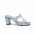 Sandalique HH10054 Silver Mesh Block Heel Mules