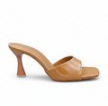 Sandalique HH10056 Brown Glossy Minimal Heel Slides