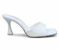 Sandalique HH10056 White Glossy Minimal Heel Slides