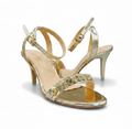 Sandalique HH10057 Gold 1 Crystal Strap Heel Sandals