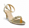 Sandalique HH10057 Gold 2 Crystal Strap Heel Sandals