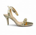 Sandalique HH10057 Gold Crystal Strap Heel Sandals