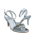 Sandalique HH10057 Silver 1 Crystal Strap Heel Sandals