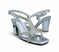 Sandalique HH10058 Silver 1 Braided Crystal Heel Sandals