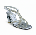Sandalique HH10058 Silver Braided Crystal Heel Sandals