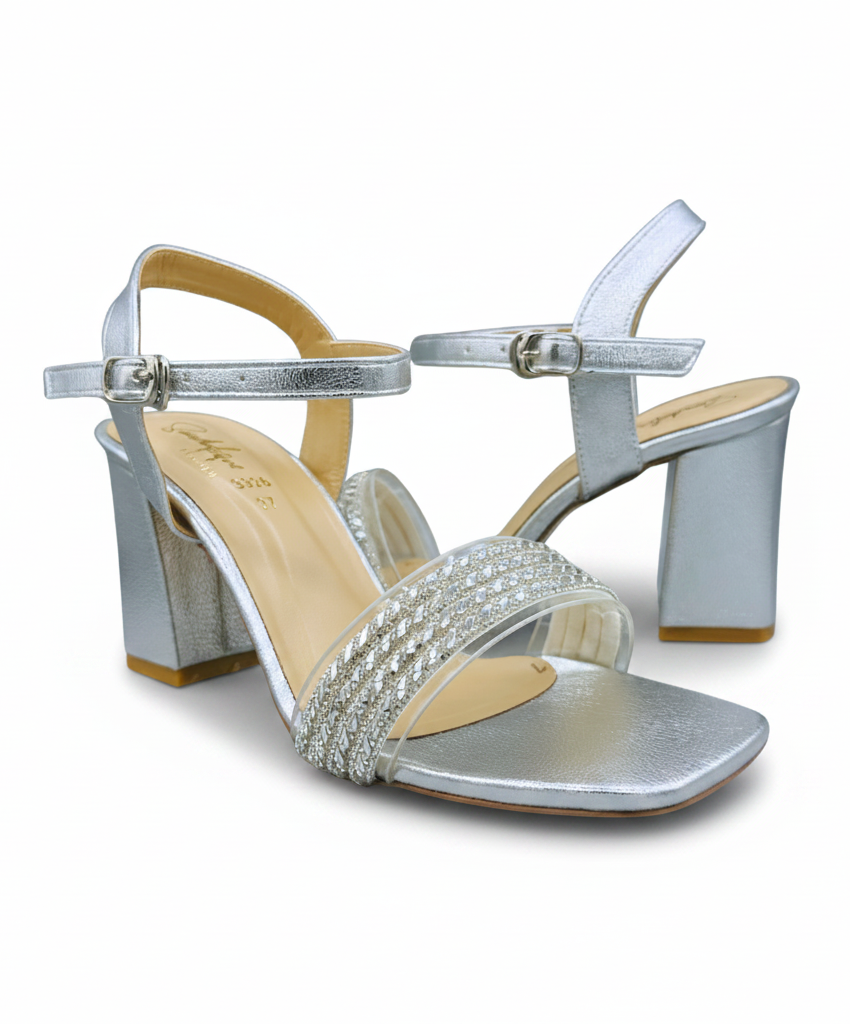 Sandalique HH10060 Silver metallic heel sandals