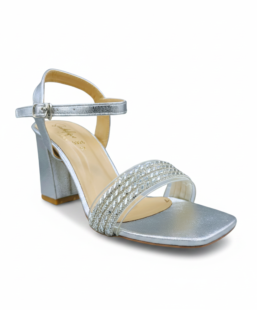 Sandalique HH10060 Silver metallic heel sandals