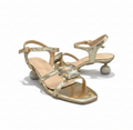 Sandalique MH10013 Gold 1 Crystal Accent Strap Heels