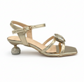 Sandalique MH10013 Gold 2 Crystal Accent Strap Heels