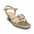 Sandalique MH10013 Gold Crystal Accent Strap Heels