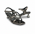 Sandalique MH10013 Grey 1 Crystal Accent Strap Heels