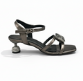 Sandalique MH10013 Grey 2 Crystal Accent Strap Heels