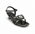 Sandalique MH10013 Grey Crystal Accent Strap Heels