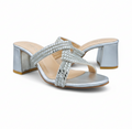 Sandalique MH10015 Silver block heels