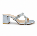 Sandalique MH10015 Silver block heels