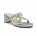 Sandalique MH10015 Silver block heels