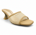 Sandalique MH10016 beige Mesh Mule Heels for Women