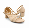 Sandalique MH10018 beige Mesh Cross Strap Heel Sandals for Women