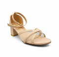 Sandalique MH10018 beige Mesh Cross Strap Heel Sandals for Women