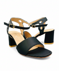 Sandalique MH10019 Black Classic Ankle Strap Block Heel