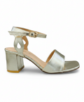 Sandalique MH10019 Gold Classic Ankle Strap Block Heel
