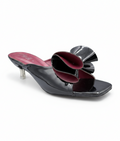 Sandalique MH10020 Black 1 Sculpted Bow Kitten Heel Mules