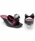 Sandalique MH10020 Black Sculpted Bow Kitten Heel Mules