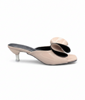 Sandalique MH10020 Pink Sculpted Bow Kitten Heel Mules
