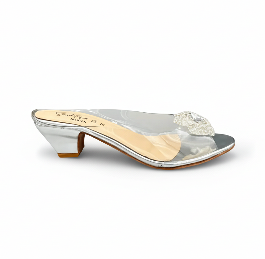 Sandalique MH1002 Silver1 Crystal Bloom Clear-Strap Mules
