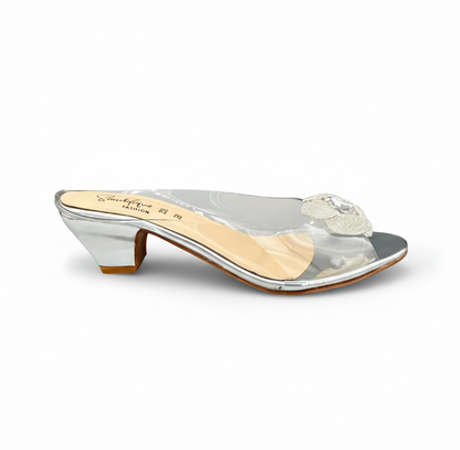 Sandalique MH1002 Silver1 Crystal Bloom Clear-Strap Mules