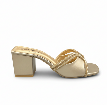 Sandalique MH1003GD2 Pearline Square Heel