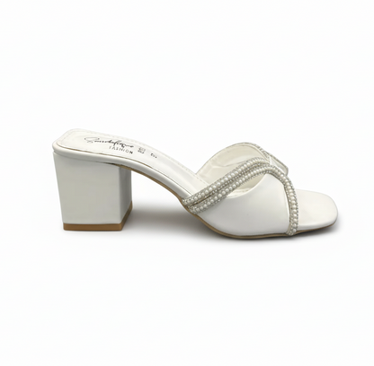 Sandalique MH1003WH2 Pearline Square Heel