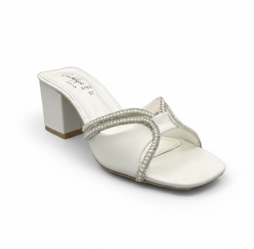 Sandalique MH1003WH Pearline Square Heel
