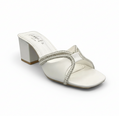 Sandalique MH1003WH Pearline Square Heel