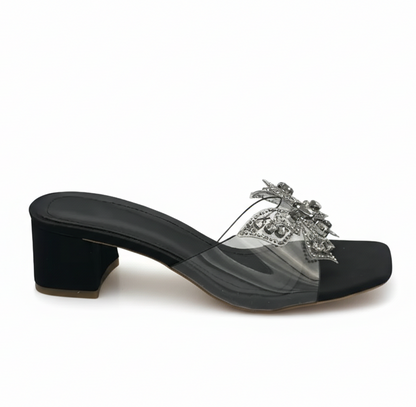 Sandalique MH1007 Black1 ButterFly Charm Heels