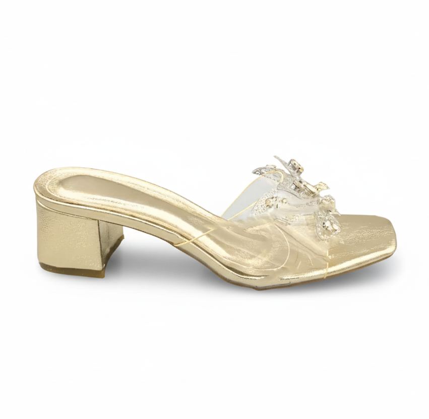 Sandalique MH1007 Gold1 ButterFly Charm Heels