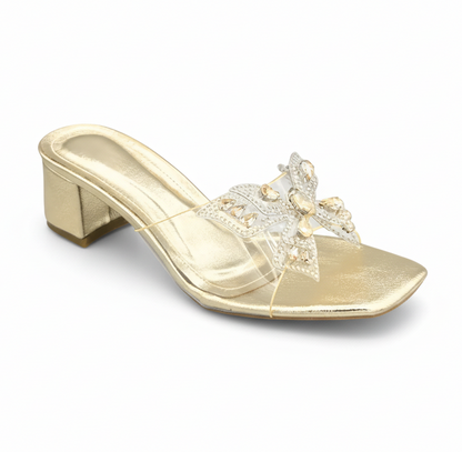 Sandalique MH1007 Gold ButterFly Charm Heels