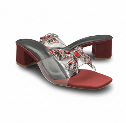 Sandalique MH1007 Maroon1 ButterFly Charm Heels