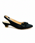 Sandalique SM10036 Black Satin Bow Slingback Heels